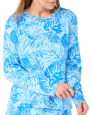 Thumbnail 3: Stella Parker Stella Parker Womens Long Sleeve Tropical Mesh Top 