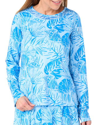Thumbnail 1: Stella Parker Stella Parker Womens Long Sleeve Tropical Mesh Top 