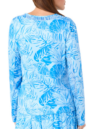 Thumbnail 2: Stella Parker Stella Parker Womens Long Sleeve Tropical Mesh Top 