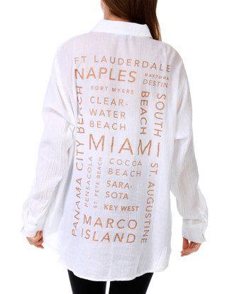 Thumbnail 1: SENSEA Sensea Womens Long Sleeve FL Graphic Button Down Top 