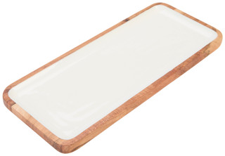 Thumbnail 1: AVA Ava Rectangular Wood & Enamel Platter 