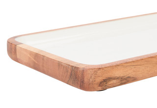 Thumbnail 3: AVA Ava Rectangular Wood & Enamel Platter 