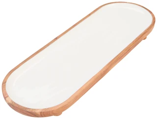 Thumbnail 1: AVA Ava Footed Wood & Enamel Platter 