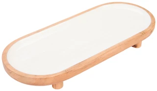 Thumbnail 1: AVA Ava Footed Wood & Enamel Platter 