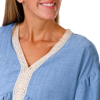 Thumbnail 2: Floral & Ivy Floral & Ivy Womens Long Sleeve Germaine Lace Trim Top 