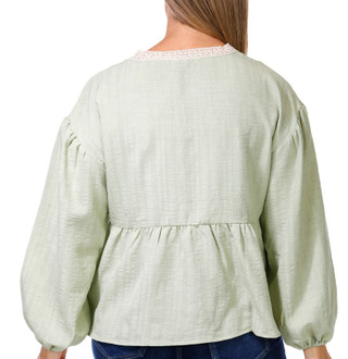 Thumbnail 2: Floral & Ivy Floral & Ivy Womens Long Sleeve Germaine Lace Trim Top 