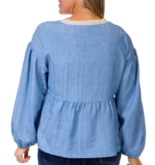 Thumbnail 3: Floral & Ivy Floral & Ivy Womens Long Sleeve Germaine Lace Trim Top 