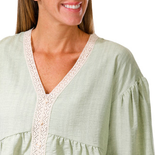 Thumbnail 3: Floral & Ivy Floral & Ivy Womens Long Sleeve Germaine Lace Trim Top 