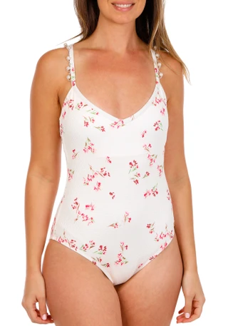 Thumbnail 1: Cece Cece Womens Floral Print One Piece Swimsuit 