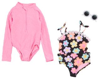 Thumbnail 1: Btween Btween Toddler Girls 2 Pc Floral Swimsuit & Sunglasses Set 