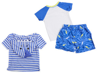 Thumbnail 3: BCOOL Bcool Toddler Boys 3 Pc Shark Swim Trunks Set 