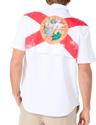 Thumbnail 2: REEL LEGENDS Reel Legends Mens Woven Saltwater Florida Flag Shirt 