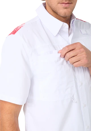 Thumbnail 3: REEL LEGENDS Reel Legends Mens Woven Saltwater Florida Flag Shirt 