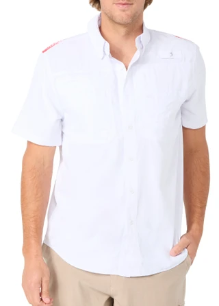 Thumbnail 1: REEL LEGENDS Reel Legends Mens Woven Saltwater Florida Flag Shirt 