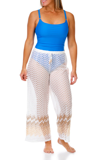 Thumbnail 3: ARUBA BLUE Aruba Blue Womens Chevron Pants Cover Up 