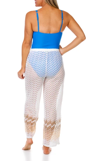 Thumbnail 6: ARUBA BLUE Aruba Blue Womens Chevron Pants Cover Up 
