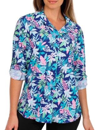 Thumbnail 1: REEL LEGENDS Women's Outdoor Wayfinder Long Sleeve Button Front Top 