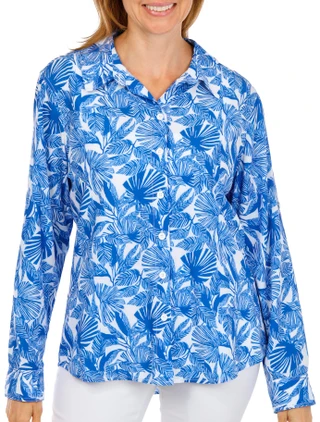 Thumbnail 1: REEL LEGENDS Women's Outdoor Wayfinder Long Sleeve Button Front Top 