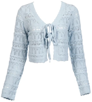 Thumbnail 1: Derek Heart Derek Heart Juniors Long Sleeve Tie Front Knit Cardigan 