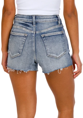 Thumbnail 2: Bayeas Women's Nove Mid Rise Grinded Denim Shorts 