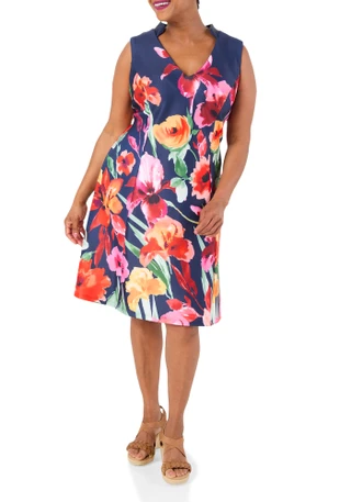 Thumbnail 1: RM Richards Women's Plus Sleeveless Floral Dress 