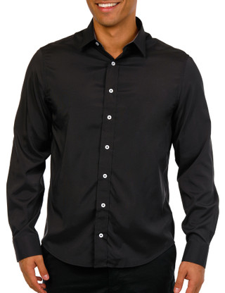 Thumbnail 1: Nick Graham Men's Long Sleeve Solid Traveler Dress Shirt 