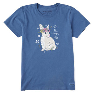 Thumbnail 1: Life is Good Womens Be Hoppy Flower Crown Bunny Crusher Tee 