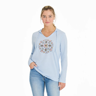 Thumbnail 1: Life is Good Life is Good Womens Long Sleeve Floral Crusher Hooded Tee 