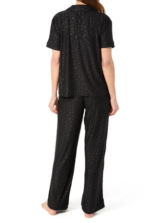Thumbnail 2: JACLYN Jaclyn Womens 2 Pc Embossed Leopard Yummy Pajama Set 