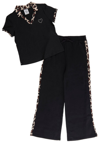 Thumbnail 1: Jolie & Joy Big Girls 2 Pc Leopard Collard Top & Pants Set 