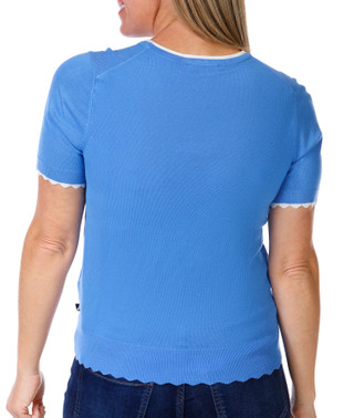Thumbnail 2: Nautica Nautica Womens Short Sleeve Tipped Scallop Sweater Top 