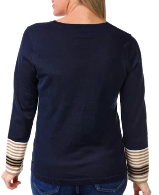 Thumbnail 2: Nautica Nautica Womens Long Sleeve V-Neck Tipped Sleeve Top 
