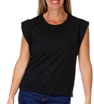 Thumbnail 2: Nicole Miller Nicole Miller Womens Cap Sleeve Rhinestone Tee 