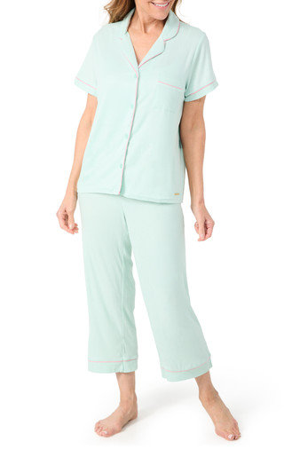 Thumbnail 1: BCBGMAXAZRIA BCBGMAXAZRIA Womens 2 Pc Short Sleeve Pajama & Pants Set 