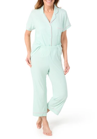 Thumbnail 2: BCBGMAXAZRIA BCBGMAXAZRIA Womens 2 Pc Short Sleeve Pajama & Pants Set 
