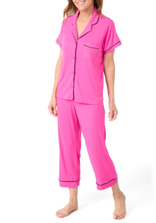 Thumbnail 1: BCBGMAXAZRIA BCBGMAXAZRIA Womens 2 Pc Short Sleeve Pajama & Pants Set 