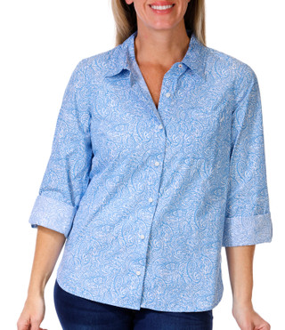 Thumbnail 2: Nautica Nautica Womens 3/4 Sleeve Paisley Button Down Top 