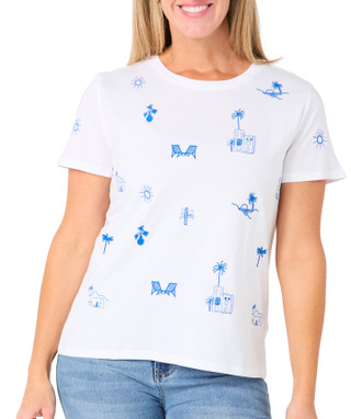 Thumbnail 1: Philosophy Women's Short Sleeve Embroidered Beach Tee 