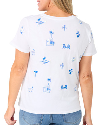 Thumbnail 2: Philosophy Women's Short Sleeve Embroidered Beach Tee 