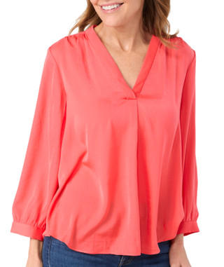 Thumbnail 4: Vince Camuto Vince Camuto Womens 3/4 Sleeve Pleated Blouse 