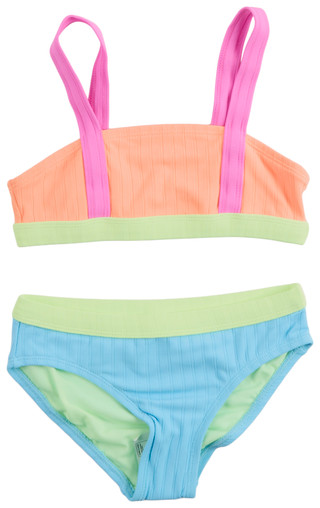 Thumbnail 1: Breaking Waves Breaking Waves Big Girls 2 Pc Bikini Colorblock Swimsuit 
