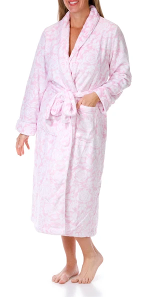 Thumbnail 1: Aria Aria Womens Rose Print Plush Wrap Robe 