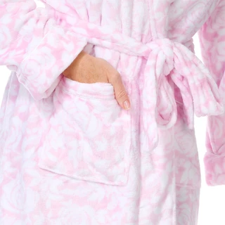 Thumbnail 3: Aria Aria Womens Rose Print Plush Wrap Robe 