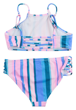 Thumbnail 2: RAISINS Raisins Big Girls 2 Pc High Neck Striped Bikini Swimsuit 