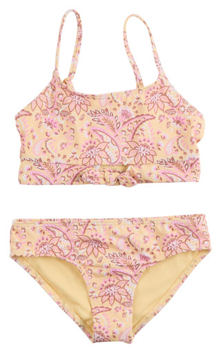 Thumbnail 1: ROXY Roxy Big Girls 2 Pc Yellow Floral Bikini Swimsuit 