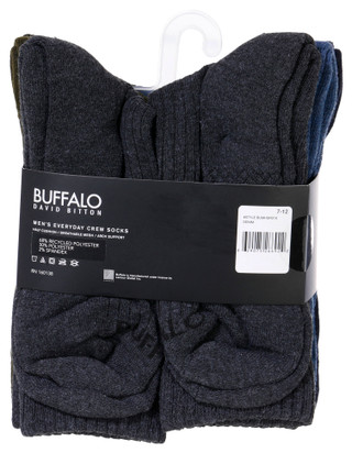 Thumbnail 2: Buffalo Buffalo David Bitton Mens Everyday Crew Socks 6-Pack 