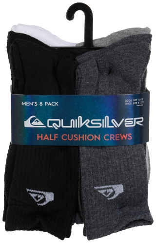 Thumbnail 1: Quiksilver Mens 8 Pk Half Cushioned Crew Socks 