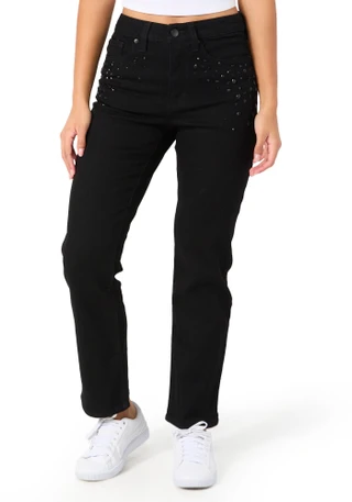 Thumbnail 1: BLUE REVIVAL Blue Revival Juniors Embellished Straight Leg Jeans 