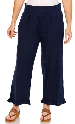 Thumbnail 1: Stella Parker Stella Parker Womens Solid Ruffle Trim Capris 