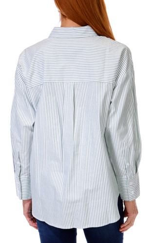 Thumbnail 2: NINE WEST Nine West Womens Long Sleeve Striped Button Down Top 